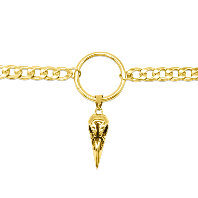 Gold Raven Bird Skull Choker