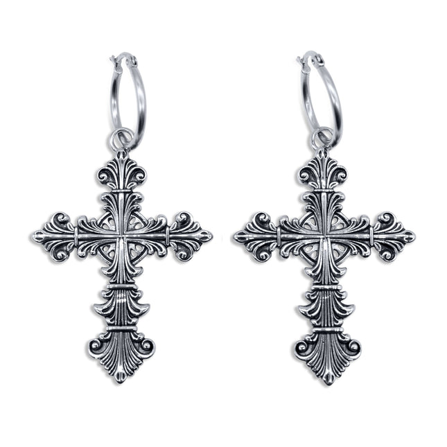 Lament Cross Hoop Earrings