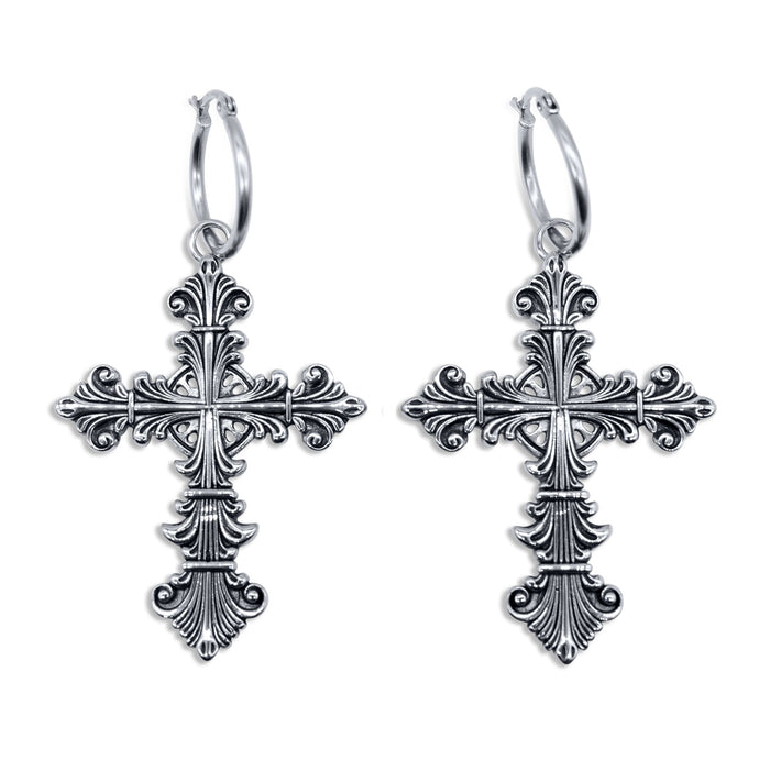 Lament Cross Hoop Earrings