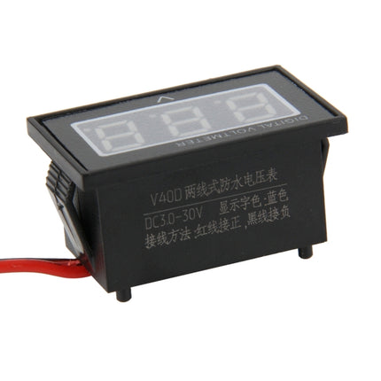 V40D 2 Wires Red Light Display Mini Waterproof IPX4 Digital Voltage Meter, Measure Voltage: DC 2.5-30V, DT0002G, DT0002L, DT0002R