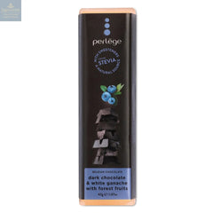 Dark chocolate bar with white forest fruit ganache