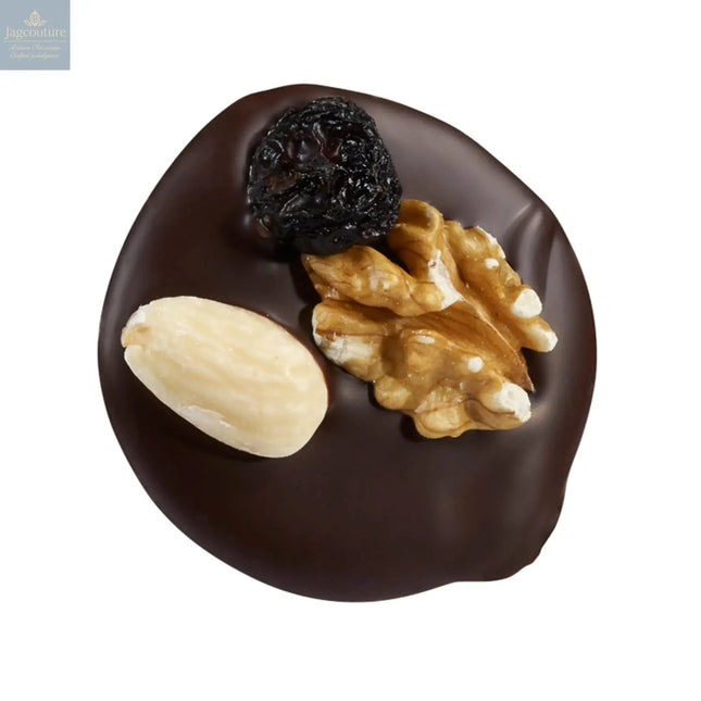 Dark mendiant - dark chocolate disc with nuts and raisins 14g