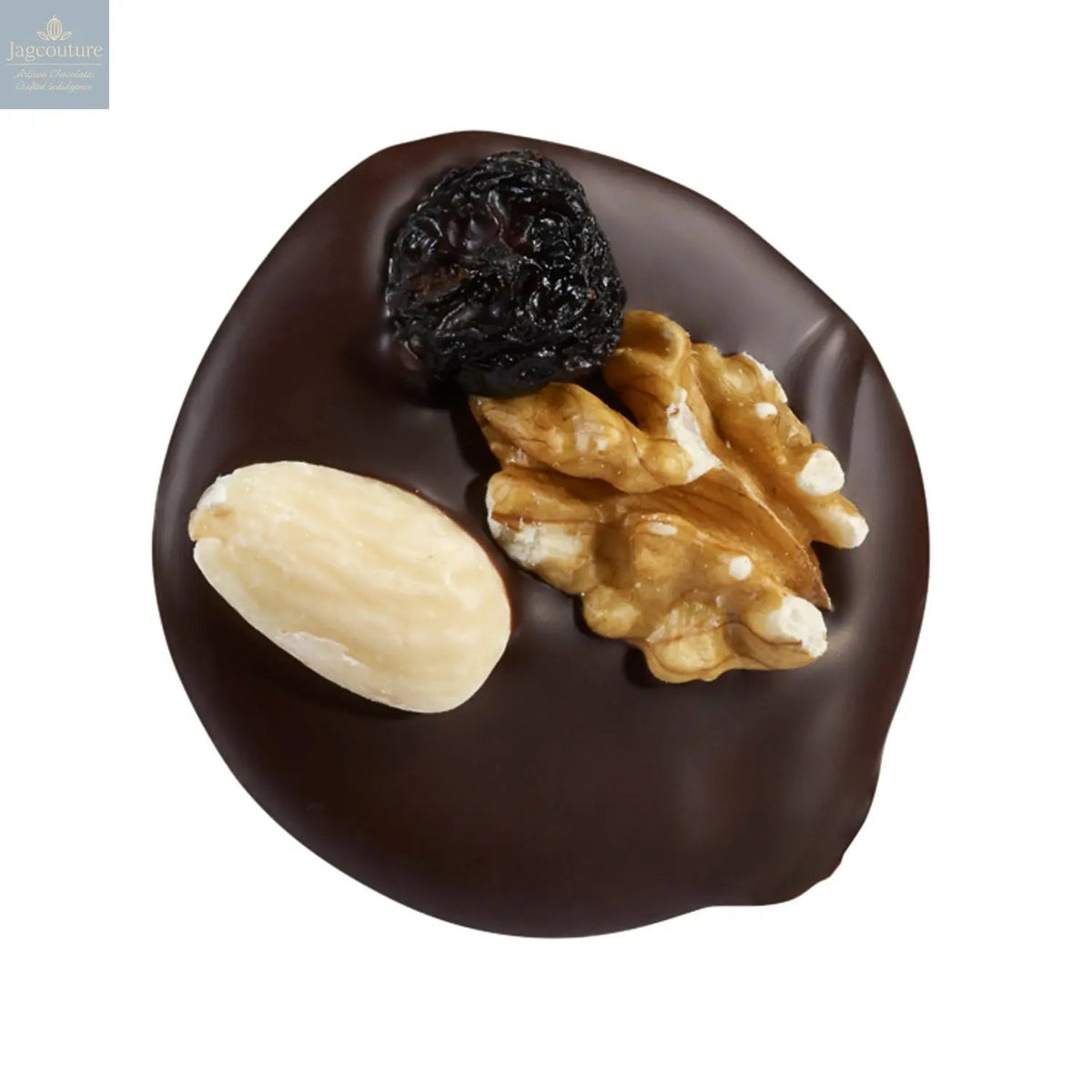 Dark mendiant - dark chocolate disc with nuts and raisins 14g