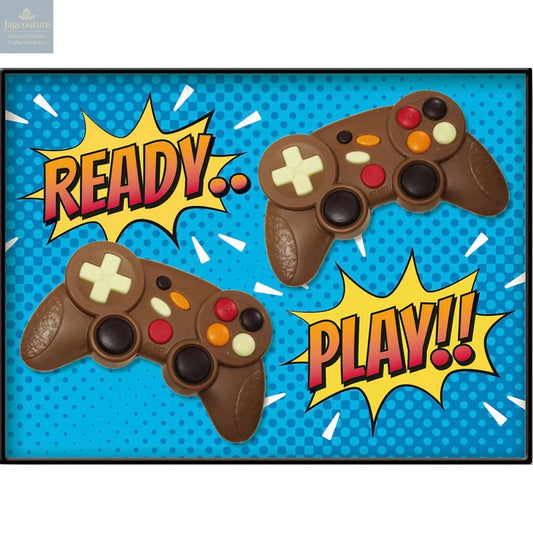 Decorated milk chocolate twin game controllers in gift box - 195mm