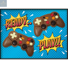 Decorated milk chocolate twin game controllers in gift box - 195mm