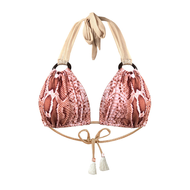 Animal Print Bikini Top With Gold Mesh Straps Molly Tagomago