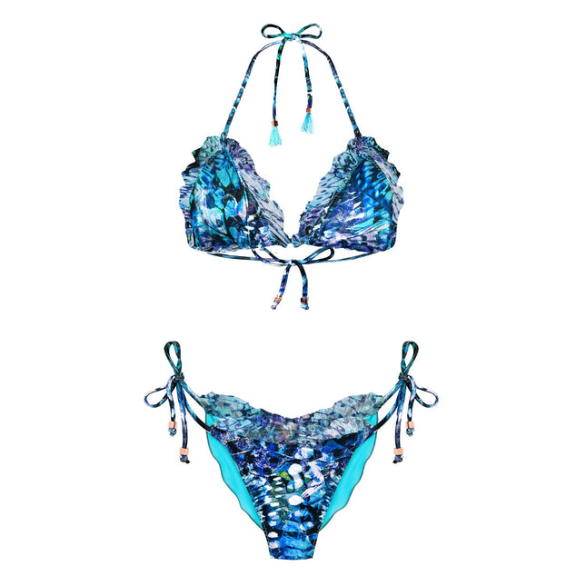 Boho Style Ruffle Bikini Blue Butterfly Carmen Lucia