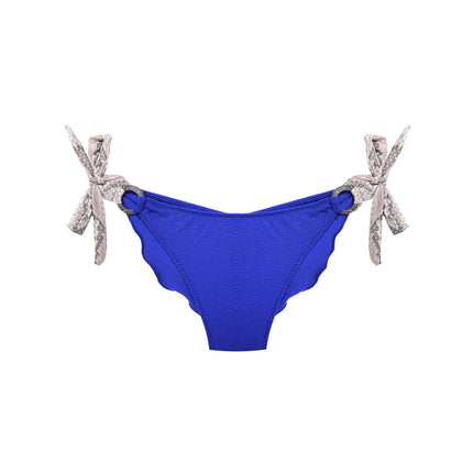 Blue Cobalt Bikini Bottom With Animal Print Straps Estelle