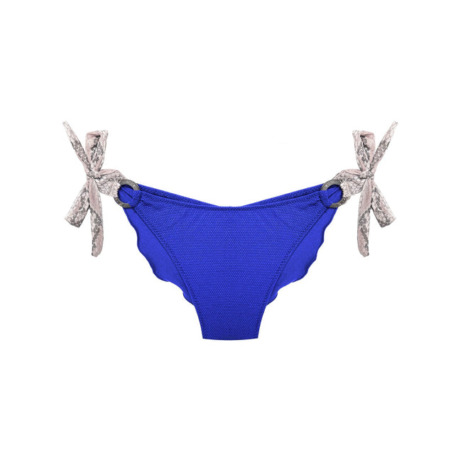 Blue Cobalt Bikini Bottom With Animal Print Straps Estelle