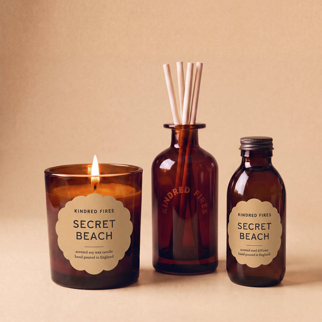 Secret Beach Bundle - Large Refillable Soy Candle & Reed Diffuser