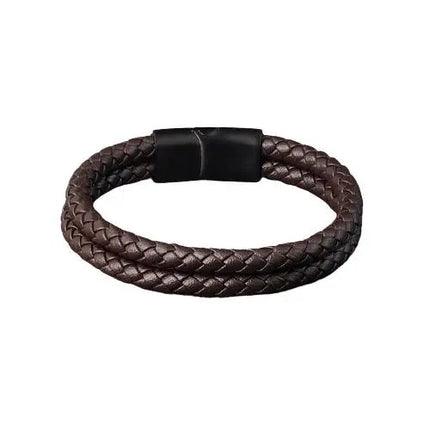 Double Brown Leather Bracelet