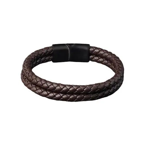 Double Brown Leather Bracelet