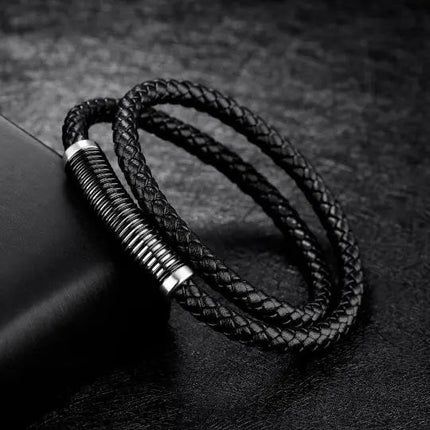 Double Coil Genuine Leather Bracelet