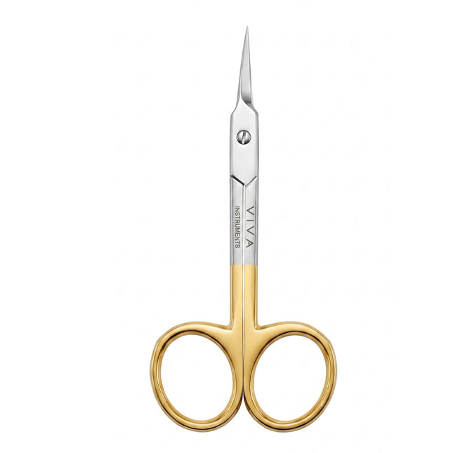 Cuticle Nail Scissors - 9.5cm Double Bent Gold