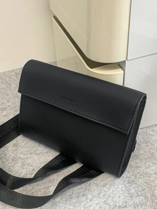 Minimalist Black Crossbody Bag – DEEL & GEER | Sleek Everyday Shoulder Bag