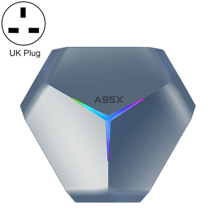 A95X F4 8K UHD Smart TV BOX Android 10.0 Media Player wtih Remote Control, Amlogic S905X4 Quad Core Cortex-A55 up to 2.0GHz, RAM: 4GB, ROM: 32GB, 2.4GHz/5GHz WiFi, Bluetooth, EU Plug(Metallic Blue)