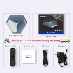 A95X F4 8K UHD Smart TV BOX Android 10.0 Media Player wtih Remote Control, Amlogic S905X4 Quad Core Cortex-A55 up to 2.0GHz, RAM: 4GB, ROM: 32GB, 2.4GHz/5GHz WiFi, Bluetooth, EU Plug(Metallic Blue), 4GB+32GB