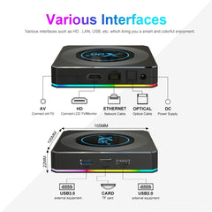 X96 X4 8K Smart TV BOX Android 11.0 Media Player with Remote Control, Amlogic S905X4 Quad Core ARM Cortex A55, RAM: 4GB, ROM: 64GB, Support 1000M, Dual Band WiFi, Bluetooth, EU Plug, 4GB+64GB
