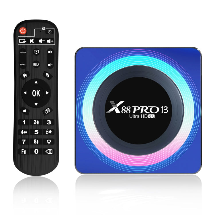 Acrylic X88 Pro 13 8K Ultra HD Android 13.0 Smart TV Box with Remote Control, RK3528 Quad-Core, 4G+64GB, 4G+64GB