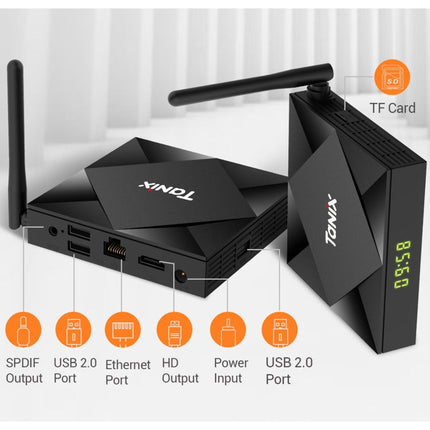 TANIX TX6s 4K Smart TV BOX Android 10 Media Player with Remote Control, Quad Core Allwinner H616, RAM: 4GB, ROM: 32GB, 2.4GHz/5GHz WiFi, Bluetooth, EU Plug