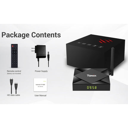 TANIX TX6s 4K Smart TV BOX Android 10 Media Player wtih Remote Control, Quad Core Allwinner H616, RAM: 4GB, ROM: 64GB, 2.4GHz/5GHz WiFi, Bluetooth, AU Plug