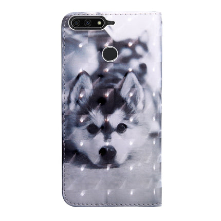 3D Painting Pattern Coloured Drawing Horizontal Flip TPU + PU Leather Case with Holder & Card Slots & Wallet, For Huawei Y6, For Huawei Enjoy 7s / P smart