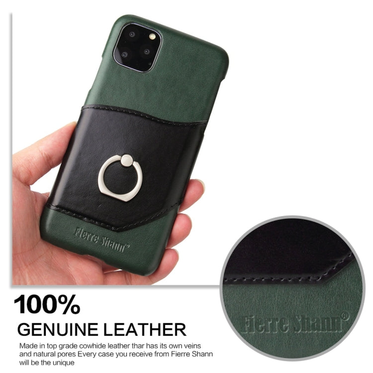 Fierre Shann Oil Wax Texture Genuine Leather Back Cover Case with 360 Degree Rotation Holder & Card Slot, for iPhone 11 Pro, for iPhone 11, for iPhone 11 Pro Max, For Samsung Galaxy Note 10, For Samsung Galaxy Note 10+