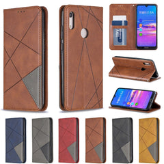 Rhombus Texture Horizontal Flip Magnetic Leather Case with Holder & Card Slots & Wallet, For Huawei Y6 (2019) / Honor Play 8A, For Huawei Y7 (2019) / Y7 Prime (2019), For Huawei Honor 7A / Y6 (2018), For Huawei Honor 7C / Y7 (2018)