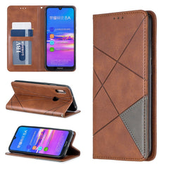 Rhombus Texture Horizontal Flip Magnetic Leather Case with Holder & Card Slots & Wallet, For Huawei Y6 (2019) / Honor Play 8A, For Huawei Y7 (2019) / Y7 Prime (2019), For Huawei Honor 7A / Y6 (2018), For Huawei Honor 7C / Y7 (2018)