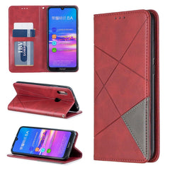 Rhombus Texture Horizontal Flip Magnetic Leather Case with Holder & Card Slots & Wallet, For Huawei Y6 (2019) / Honor Play 8A, For Huawei Y7 (2019) / Y7 Prime (2019), For Huawei Honor 7A / Y6 (2018), For Huawei Honor 7C / Y7 (2018)