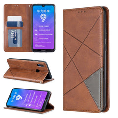 Rhombus Texture Horizontal Flip Magnetic Leather Case with Holder & Card Slots & Wallet, For Huawei Y6 (2019) / Honor Play 8A, For Huawei Y7 (2019) / Y7 Prime (2019), For Huawei Honor 7A / Y6 (2018), For Huawei Honor 7C / Y7 (2018)