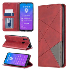 Rhombus Texture Horizontal Flip Magnetic Leather Case with Holder & Card Slots & Wallet, For Huawei Y6 (2019) / Honor Play 8A, For Huawei Y7 (2019) / Y7 Prime (2019), For Huawei Honor 7A / Y6 (2018), For Huawei Honor 7C / Y7 (2018)