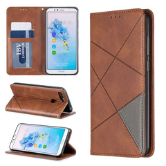 Rhombus Texture Horizontal Flip Magnetic Leather Case with Holder & Card Slots & Wallet, For Huawei Y6 (2019) / Honor Play 8A, For Huawei Y7 (2019) / Y7 Prime (2019), For Huawei Honor 7A / Y6 (2018), For Huawei Honor 7C / Y7 (2018)