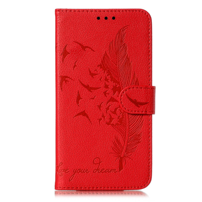 Feather Pattern Litchi Texture Horizontal Flip Leather Case with Wallet & Holder & Card Slots, For Motorola Moto Z4 Play