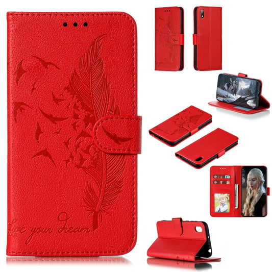 Feather Pattern Litchi Texture Horizontal Flip Leather Case with Wallet & Holder & Card Slots, For Huawei Y5 (2019) / Honor 8S, For Huawei Y6 (2019) / Honor Play 8A, For Huawei Y7 (2019), For Huawei Y9 (2019)