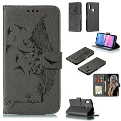 Feather Pattern Litchi Texture Horizontal Flip Leather Case with Wallet & Holder & Card Slots, For Huawei Y6 (2019) / Honor Play 8A, For Huawei Y7 (2019), For Huawei Y9 (2019), For Huawei Honor 9X Pro