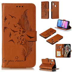 Feather Pattern Litchi Texture Horizontal Flip Leather Case with Wallet & Holder & Card Slots, For Huawei Y5 (2019) / Honor 8S, For Huawei Y6 (2019) / Honor Play 8A, For Huawei Y7 (2019), For Huawei Y9 (2019)