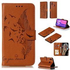 Feather Pattern Litchi Texture Horizontal Flip Leather Case with Wallet & Holder & Card Slots, For Huawei Y6 (2019) / Honor Play 8A, For Huawei Y7 (2019), For Huawei Y9 (2019), For Huawei Honor 9X Pro