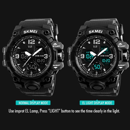SKMEI 1155B Multifunctional Men Outdoor Sports Noctilucent Waterproof Large Dial Wrist Watch