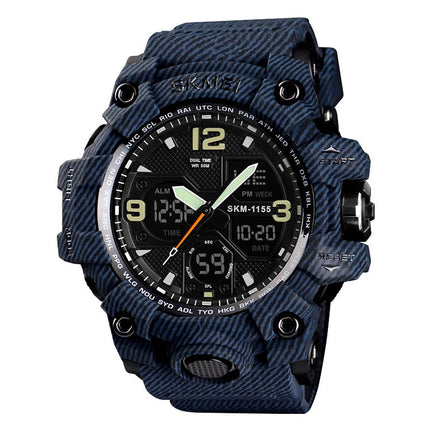 SKMEI 1155B Multifunctional Men Outdoor Sports Noctilucent Waterproof Large Dial Wrist Watch
