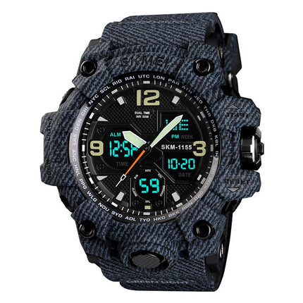SKMEI 1155B Multifunctional Men Outdoor Sports Noctilucent Waterproof Large Dial Wrist Watch