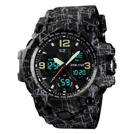 SKMEI 1155B Multifunctional Men Outdoor Sports Noctilucent Waterproof Large Dial Wrist Watch
