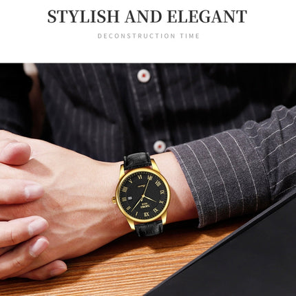 SKMEI 9058 Multifunctional Outdoor Fashion Waterproof Gold Shell Quartz Wrist Watch