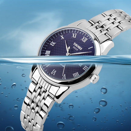 SKMEI 9058 Multifunctional Outdoor Fashion Waterproof Steel Strip Quartz Wrist Watch