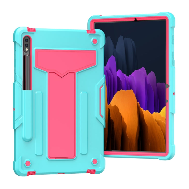 T-shaped Bracket Contrast Color Shockproof PC + Silicone Protective Case, For Samsung Galaxy Tab A7 10.4 (2020), For iPad Air 2022 / 2020 10.9 / iPad Pro 11, For Samsung Galaxy Tab S8 / Galaxy Tab S7 T870 / T875