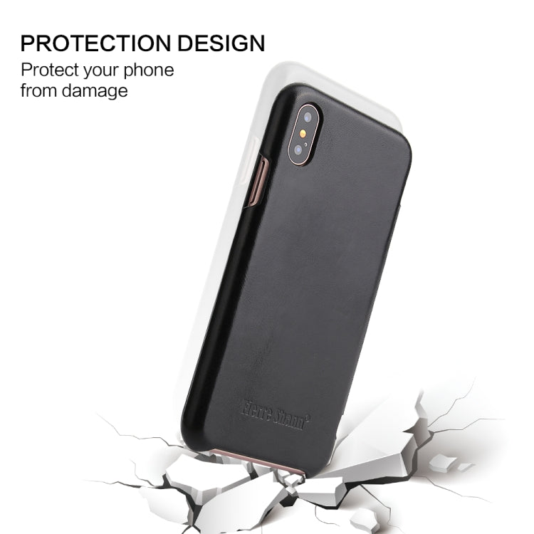 Fierre Shann Business Magnetic Horizontal Flip Genuine Leather Case, For iPhone X / XS, For iPhone XR, For iPhone XS Max, For iPhone 11, For iPhone 11 Pro, For iPhone 11 Pro Max, For iPhone 12 mini, For iPhone 12 / 12 Pro, For iPhone 12 Pro Max