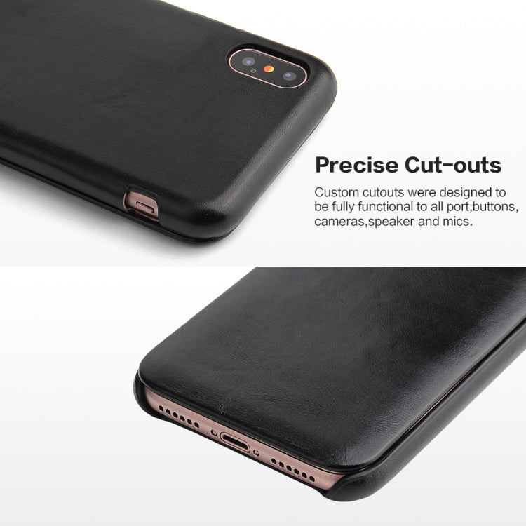 Fierre Shann Business Magnetic Horizontal Flip Genuine Leather Case, For iPhone X / XS, For iPhone XR, For iPhone XS Max, For iPhone 11, For iPhone 11 Pro, For iPhone 11 Pro Max, For iPhone 12 mini, For iPhone 12 / 12 Pro, For iPhone 12 Pro Max