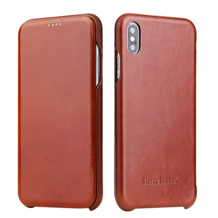 Fierre Shann Business Magnetic Horizontal Flip Genuine Leather Case, For iPhone X / XS, For iPhone XR, For iPhone XS Max, For iPhone 11, For iPhone 11 Pro, For iPhone 11 Pro Max, For iPhone 12 mini, For iPhone 12 / 12 Pro