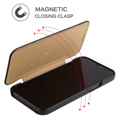 Fierre Shann Business Magnetic Horizontal Flip Genuine Leather Case, For iPhone 12 mini, For iPhone 12 / 12 Pro, For iPhone 12 Pro Max