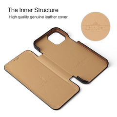 Fierre Shann Business Magnetic Horizontal Flip Genuine Leather Case, For iPhone 12 Pro Max